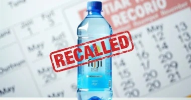 An Image of   Fiji Water bottle with recall label